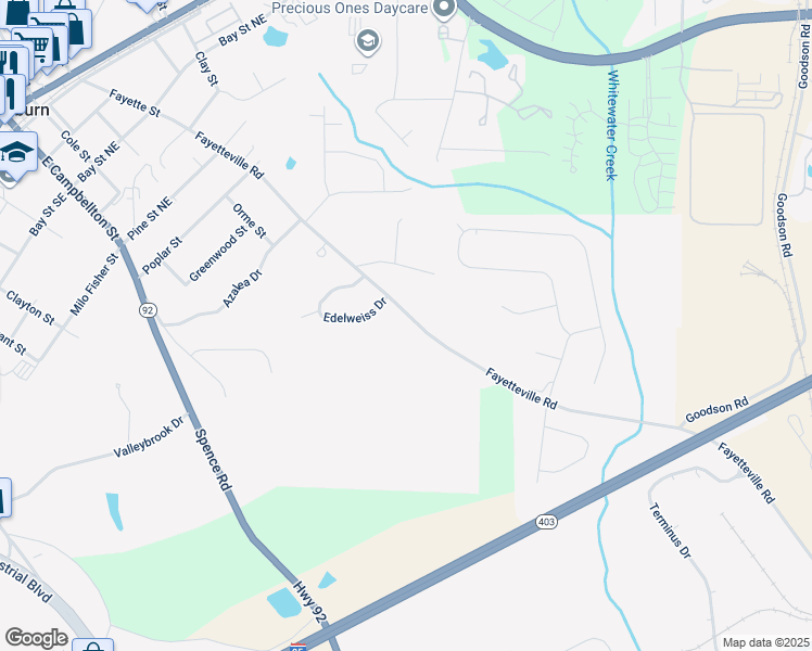 map of restaurants, bars, coffee shops, grocery stores, and more near 545 Fayetteville Road in Fairburn