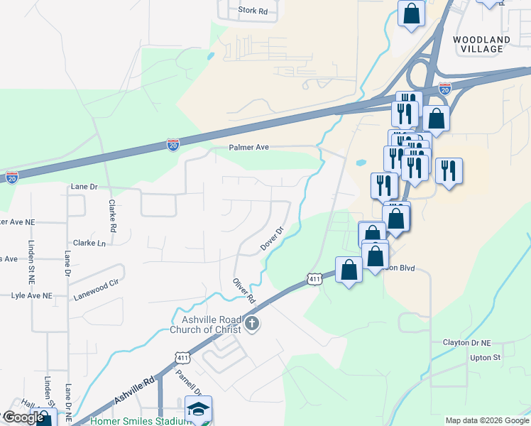 map of restaurants, bars, coffee shops, grocery stores, and more near 1647 Oliver Road in Leeds