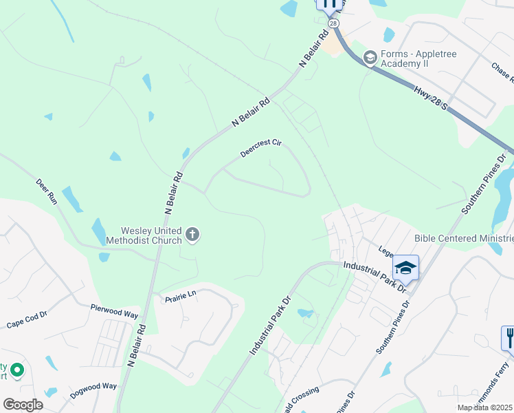 map of restaurants, bars, coffee shops, grocery stores, and more near 4200-4214 Deerwood Ln in Evans