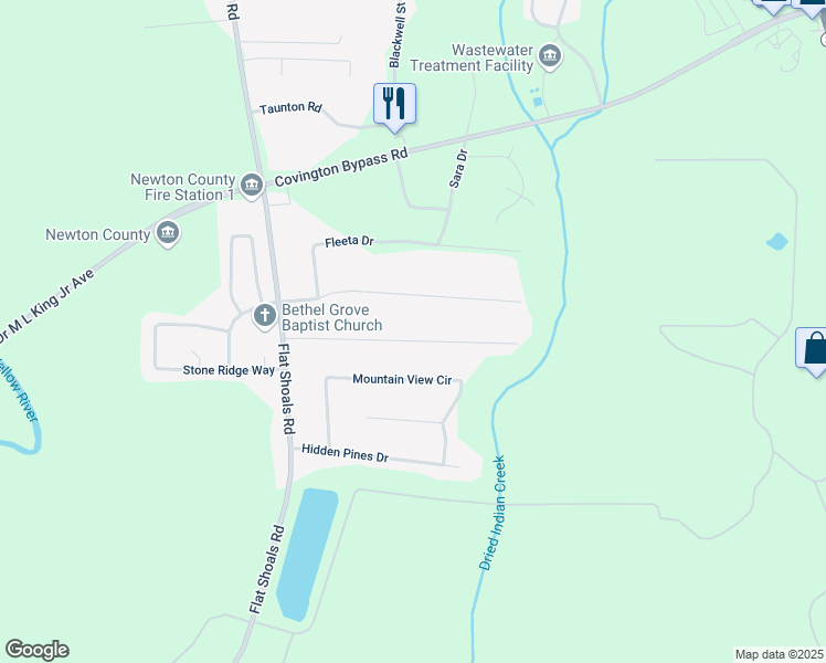 map of restaurants, bars, coffee shops, grocery stores, and more near 835 Navajo Trail in Covington