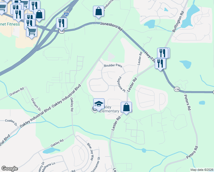map of restaurants, bars, coffee shops, grocery stores, and more near 7166 Boulder Pass in Union City