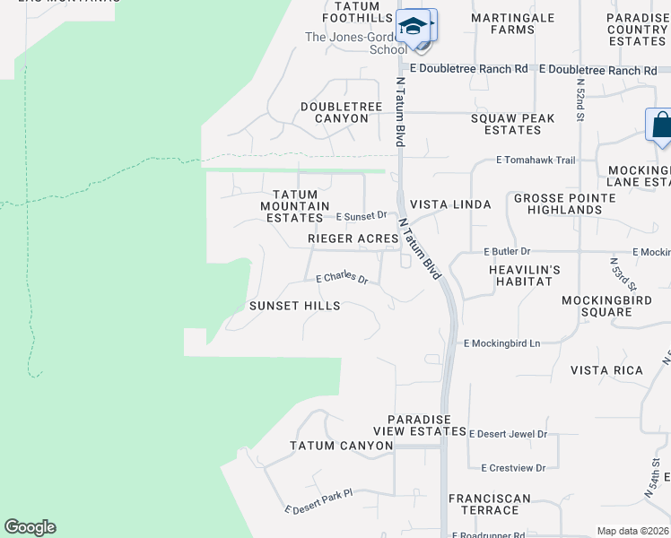 map of restaurants, bars, coffee shops, grocery stores, and more near 4619 East Charles Drive in Paradise Valley