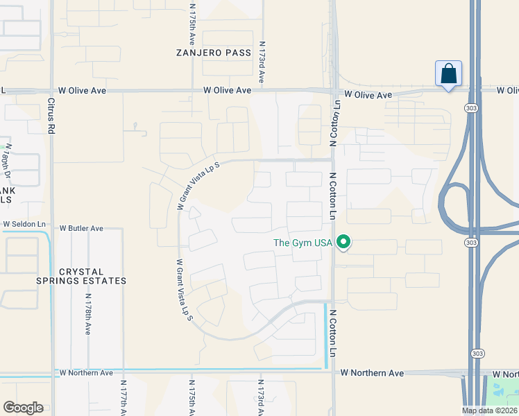 map of restaurants, bars, coffee shops, grocery stores, and more near 17244 West Butler Avenue in Waddell