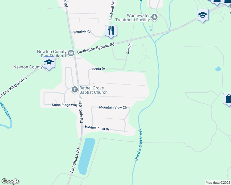map of restaurants, bars, coffee shops, grocery stores, and more near 835 Navajo Trail in Covington