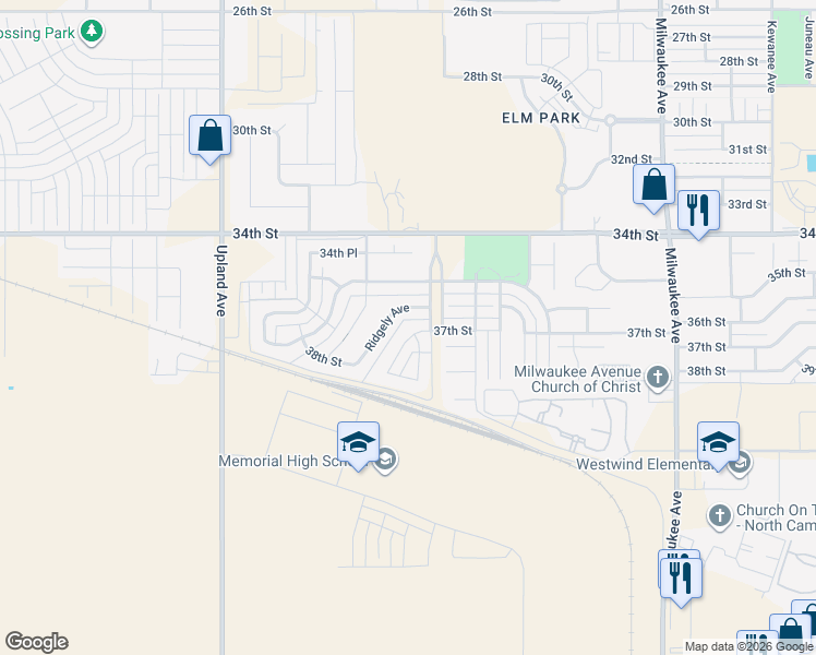 map of restaurants, bars, coffee shops, grocery stores, and more near 6927 37th Street in Lubbock
