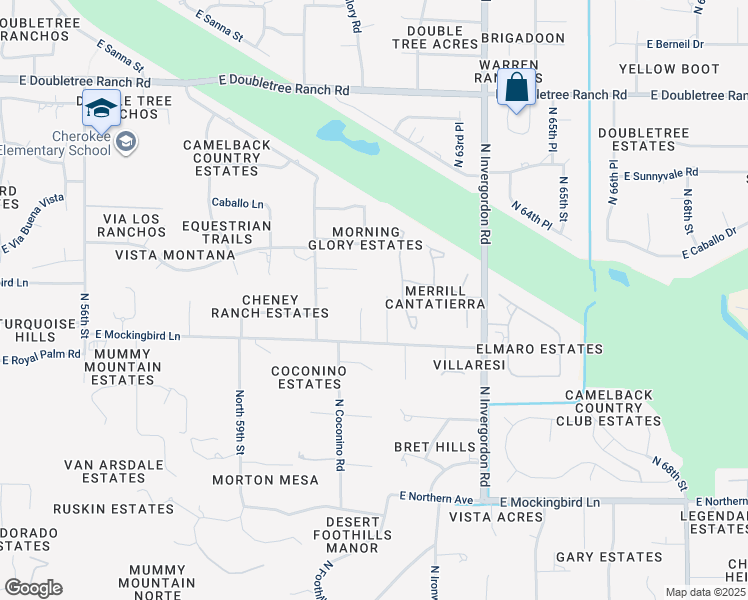 map of restaurants, bars, coffee shops, grocery stores, and more near 8275 North 61st Place in Paradise Valley