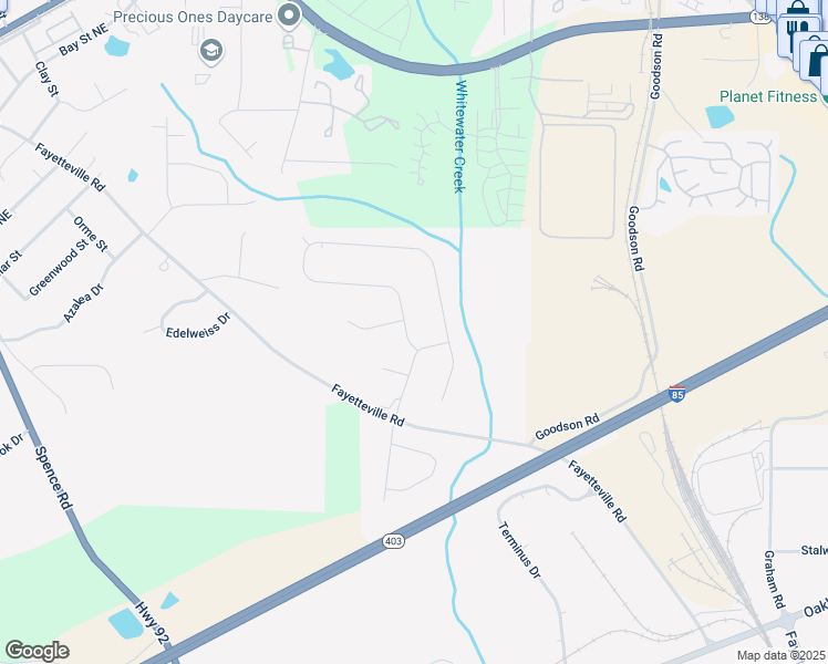 map of restaurants, bars, coffee shops, grocery stores, and more near 1027 Fellowship Road in Fairburn