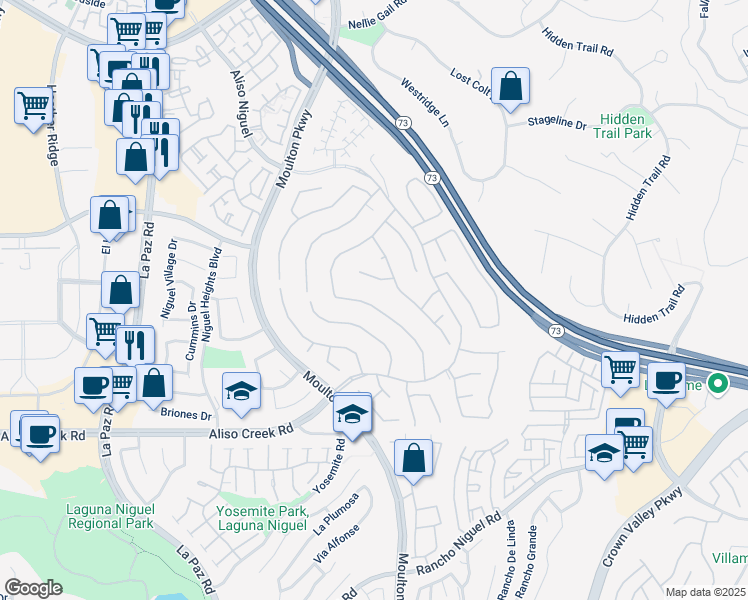 map of restaurants, bars, coffee shops, grocery stores, and more near 24712 Jessica Place in Laguna Niguel
