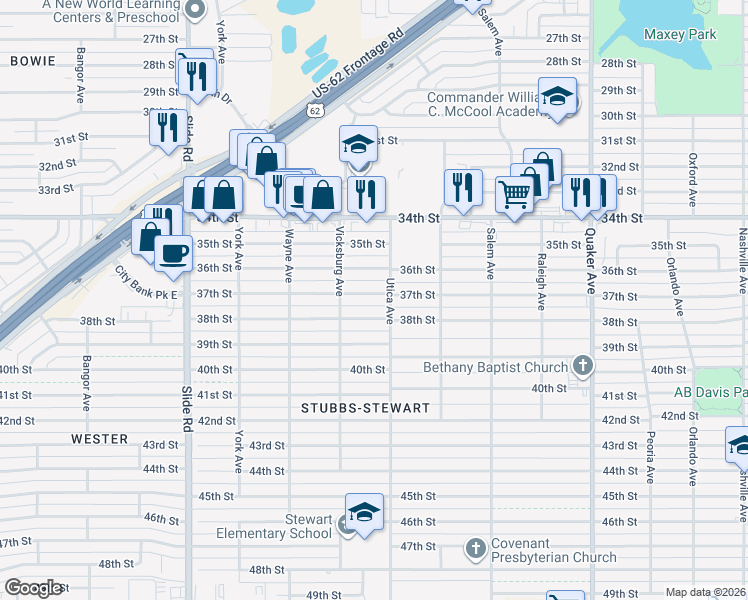 map of restaurants, bars, coffee shops, grocery stores, and more near 4808 37th Street in Lubbock