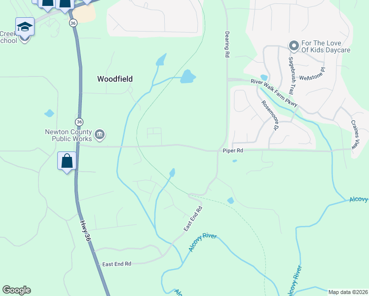 map of restaurants, bars, coffee shops, grocery stores, and more near 284 Piper Road in Covington