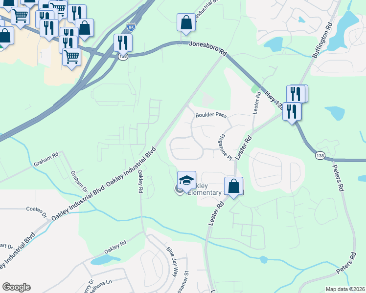 map of restaurants, bars, coffee shops, grocery stores, and more near 405 Lava Lane in Union City