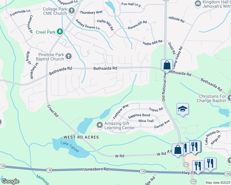map of restaurants, bars, coffee shops, grocery stores, and more near 2715 Carolina Ridge in Riverdale