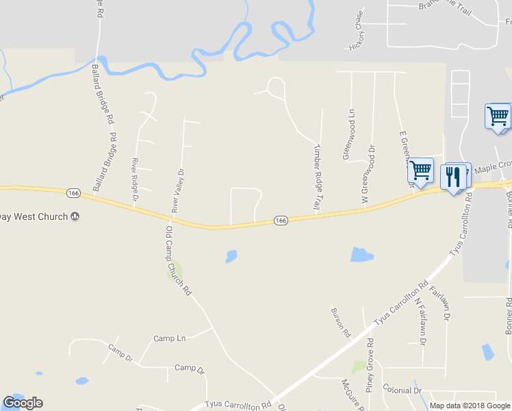 map of restaurants, bars, coffee shops, grocery stores, and more near 25 Sunrise Circle in Carrollton