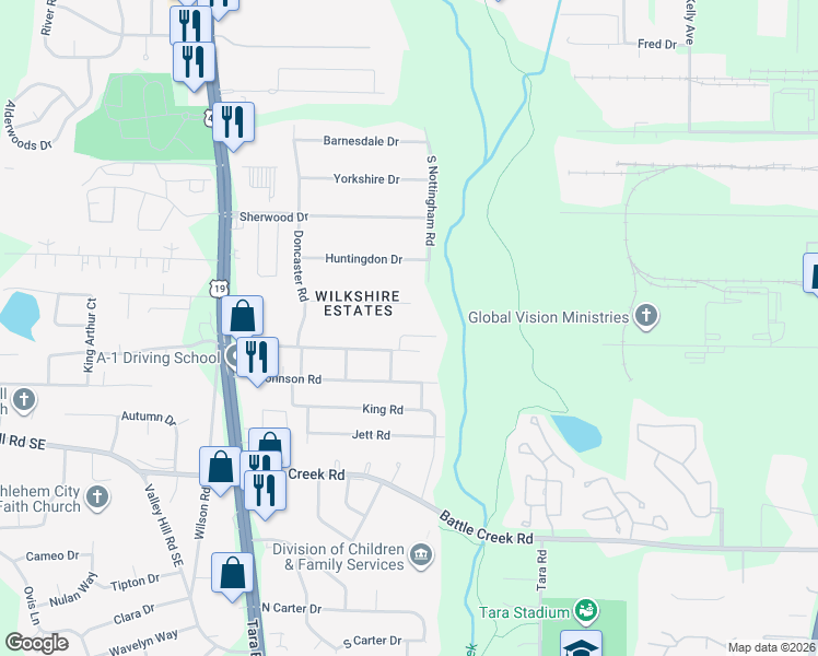 map of restaurants, bars, coffee shops, grocery stores, and more near 836 Patton Court in Jonesboro