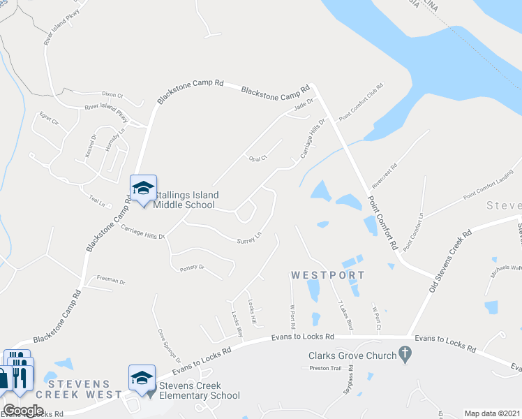 map of restaurants, bars, coffee shops, grocery stores, and more near 204 Carriage Hills Circle in Martinez