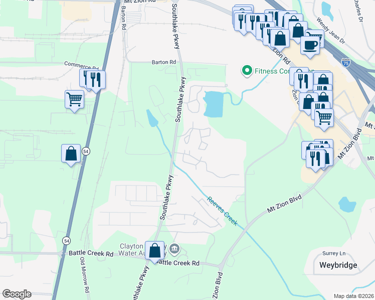 map of restaurants, bars, coffee shops, grocery stores, and more near 813 Claridge Park Drive in Morrow