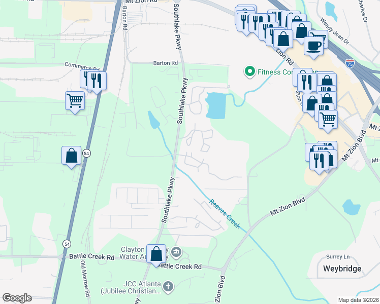 map of restaurants, bars, coffee shops, grocery stores, and more near 813 Claridge Park Drive in Morrow