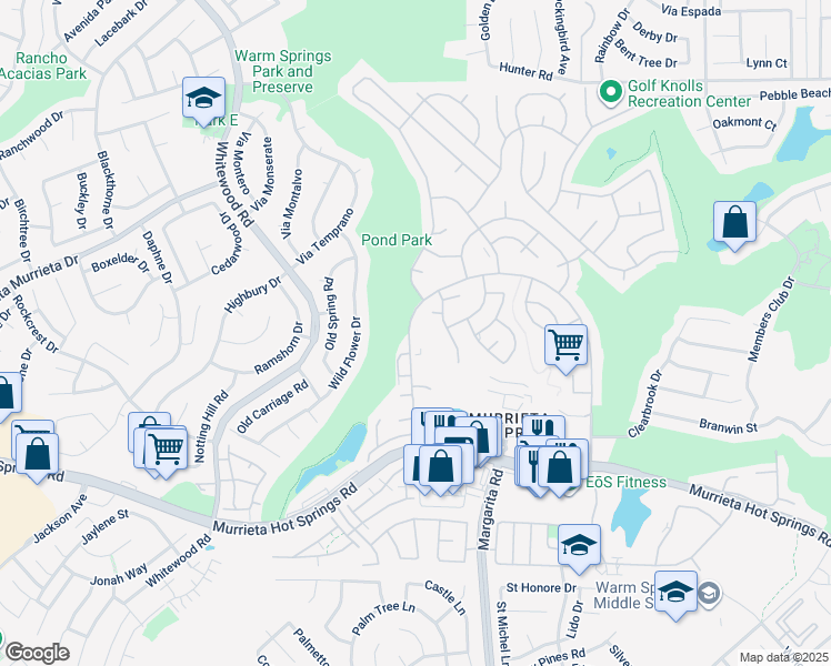 map of restaurants, bars, coffee shops, grocery stores, and more near 28541 Via Princesa in Murrieta
