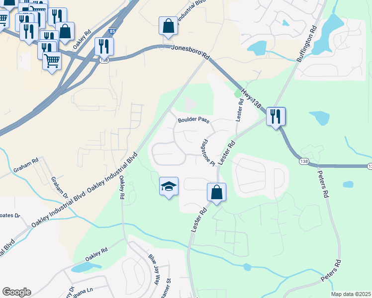 map of restaurants, bars, coffee shops, grocery stores, and more near 7161 Boulder Pass in Union City