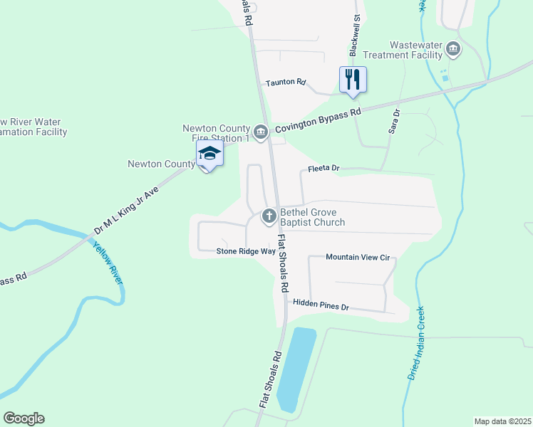 map of restaurants, bars, coffee shops, grocery stores, and more near 35 Stone Commons Way in Covington
