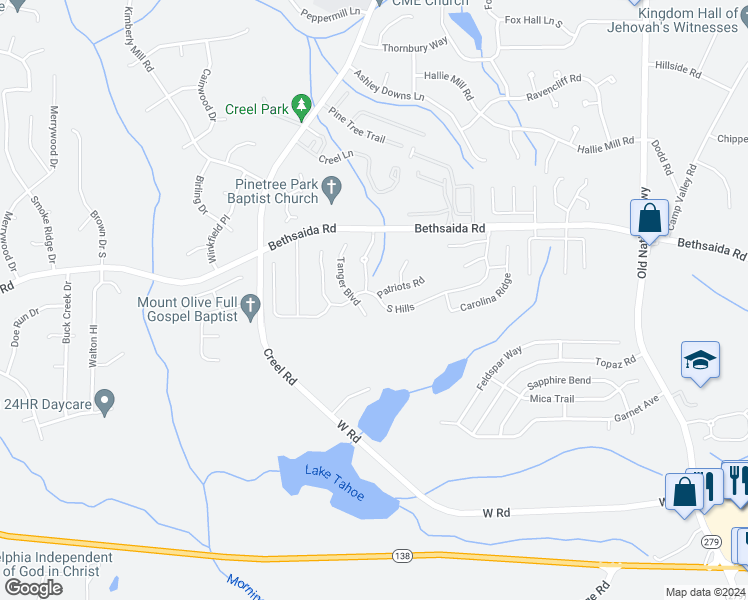 map of restaurants, bars, coffee shops, grocery stores, and more near 2770 South Hills in Riverdale