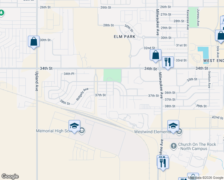map of restaurants, bars, coffee shops, grocery stores, and more near 6806 36th Street in Lubbock