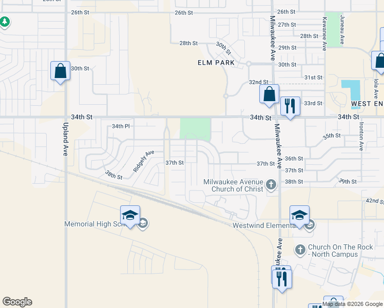 map of restaurants, bars, coffee shops, grocery stores, and more near 6806 36th Street in Lubbock