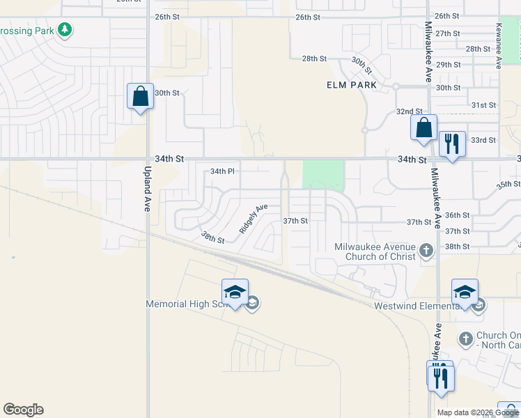 map of restaurants, bars, coffee shops, grocery stores, and more near 3610 Ridgely in Lubbock