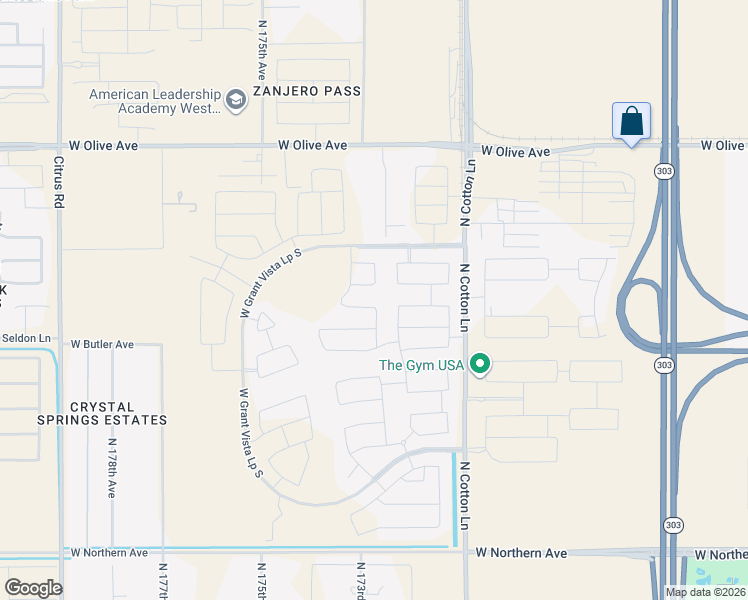 map of restaurants, bars, coffee shops, grocery stores, and more near 8652 North 172nd Drive in Waddell