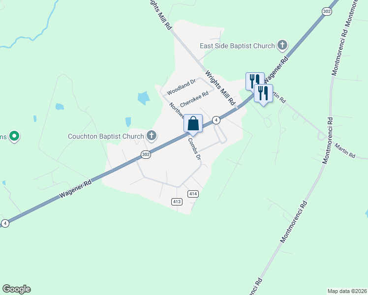 map of restaurants, bars, coffee shops, grocery stores, and more near 221 Combs Drive in Aiken