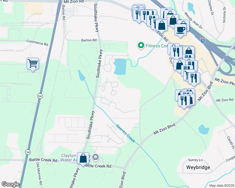 map of restaurants, bars, coffee shops, grocery stores, and more near 813 Claridge Park Drive in Morrow