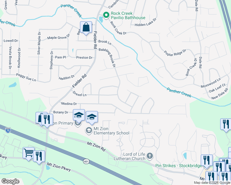 map of restaurants, bars, coffee shops, grocery stores, and more near 3086 Drexel Lane in Jonesboro