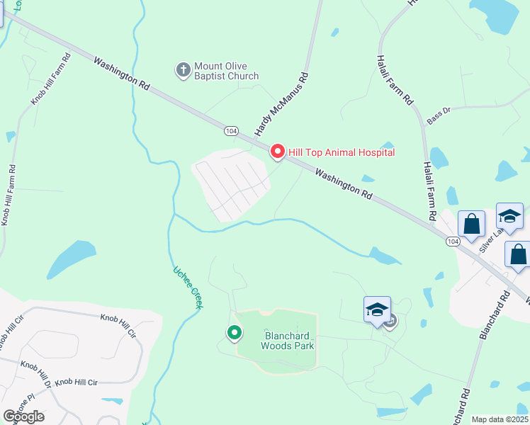 map of restaurants, bars, coffee shops, grocery stores, and more near 4874 Washington Road in Evans