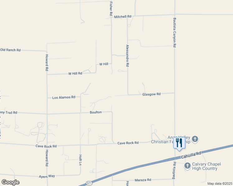 map of restaurants, bars, coffee shops, grocery stores, and more near Glasgow Circle in Anza