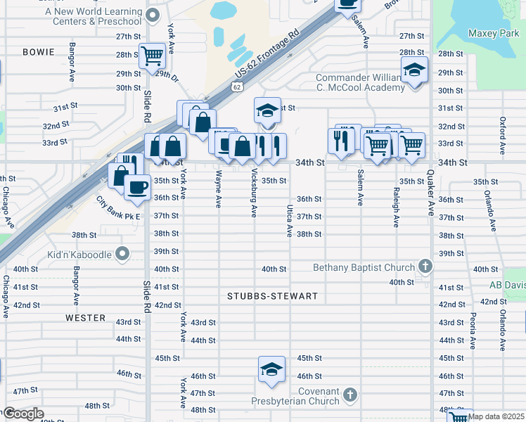 map of restaurants, bars, coffee shops, grocery stores, and more near 4902 37th Street in Lubbock