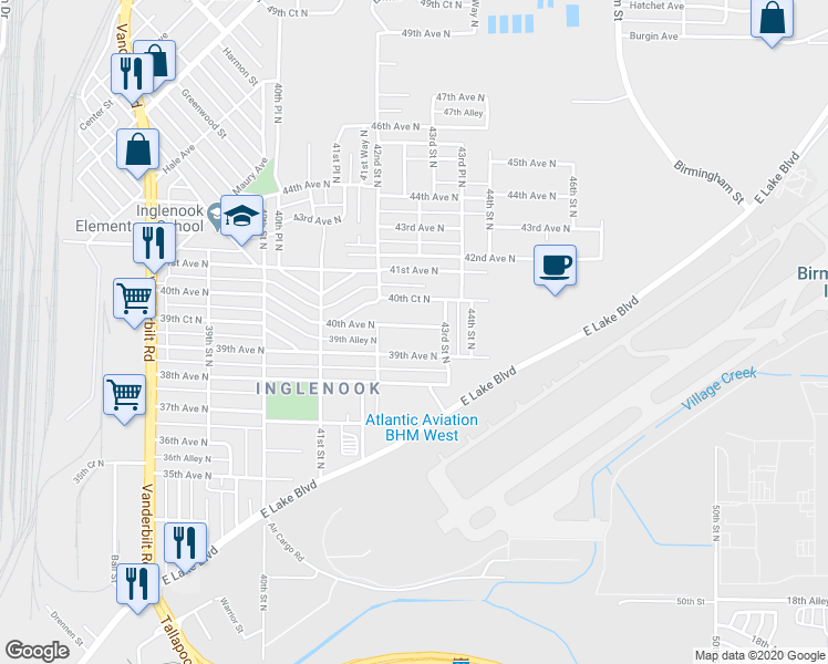 map of restaurants, bars, coffee shops, grocery stores, and more near 4217 40th Avenue North in Birmingham