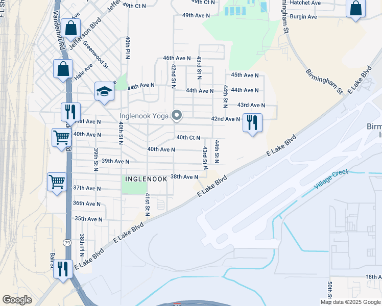 map of restaurants, bars, coffee shops, grocery stores, and more near 4217 40th Avenue North in Birmingham