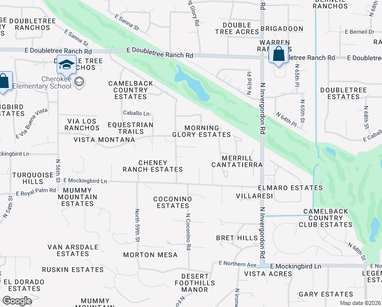 map of restaurants, bars, coffee shops, grocery stores, and more near 6121 Orchid Lane in Paradise Valley