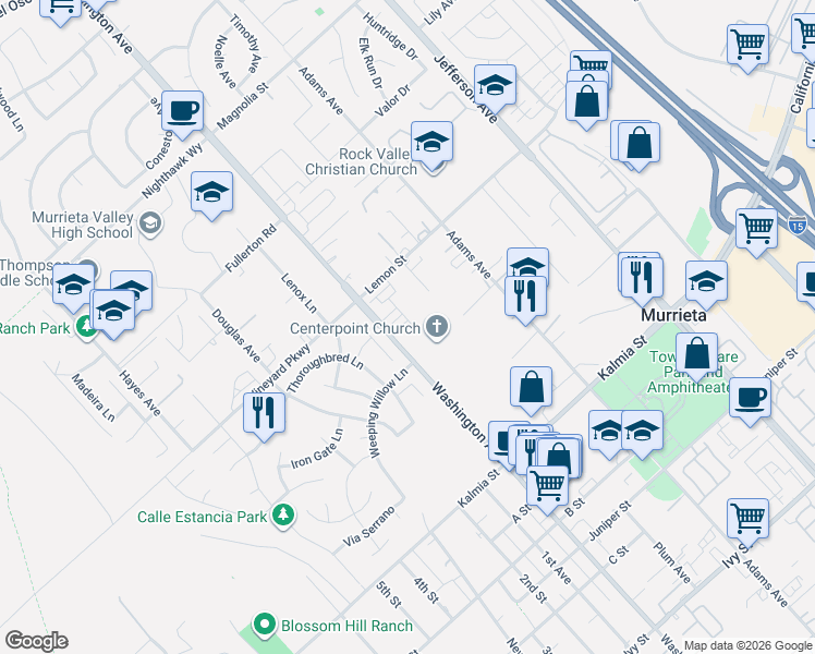 map of restaurants, bars, coffee shops, grocery stores, and more near in Murrieta