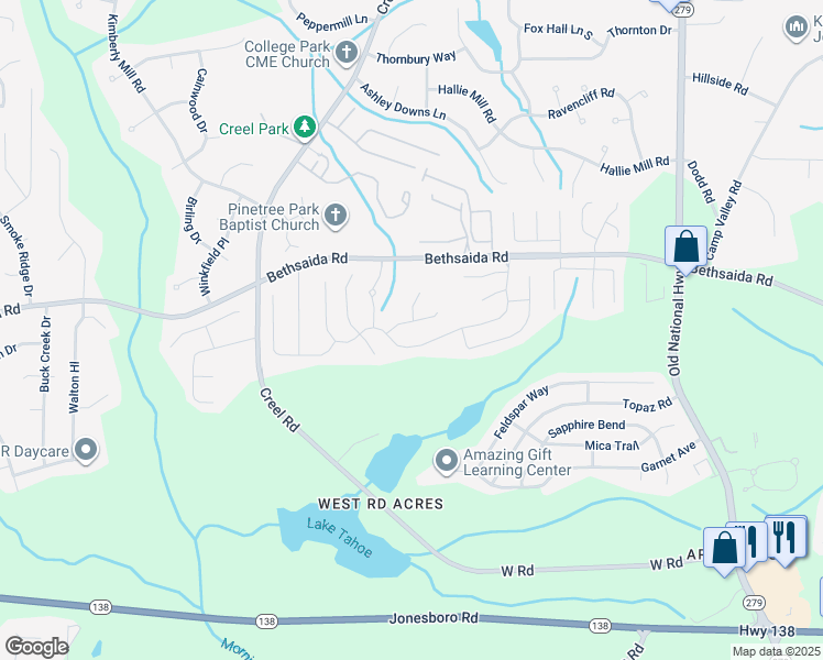 map of restaurants, bars, coffee shops, grocery stores, and more near 2664 Patriots Road in Riverdale
