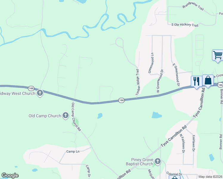 map of restaurants, bars, coffee shops, grocery stores, and more near 50 Sunrise Circle in Carrollton