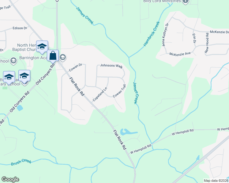 map of restaurants, bars, coffee shops, grocery stores, and more near 135 Cowan Trail in Stockbridge