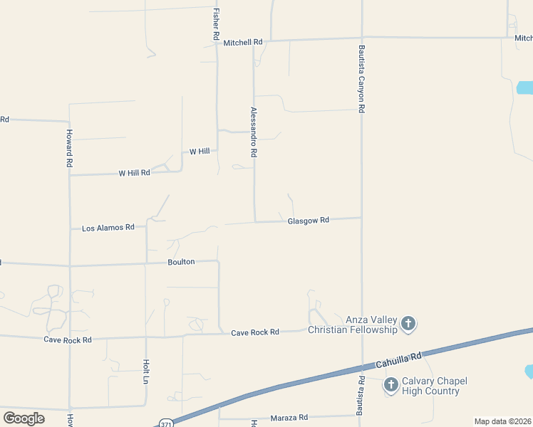 map of restaurants, bars, coffee shops, grocery stores, and more near 54720 Glasgow Road in Anza