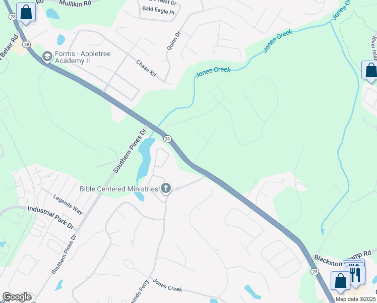 map of restaurants, bars, coffee shops, grocery stores, and more near 867 Furys Ferry Road in Evans