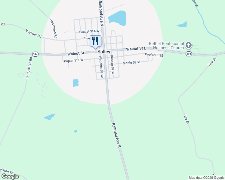 map of restaurants, bars, coffee shops, grocery stores, and more near 5243-5375 Highway 39 in Salley