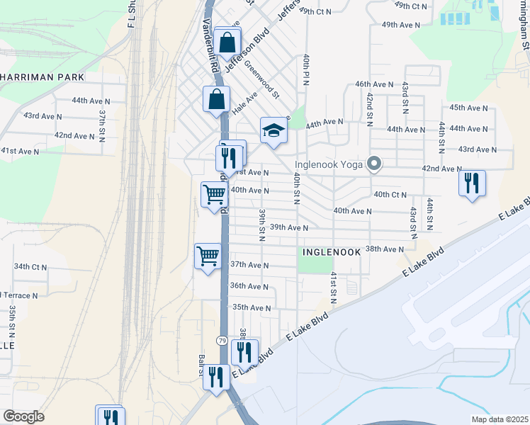 map of restaurants, bars, coffee shops, grocery stores, and more near 3901 39th Court North in Birmingham