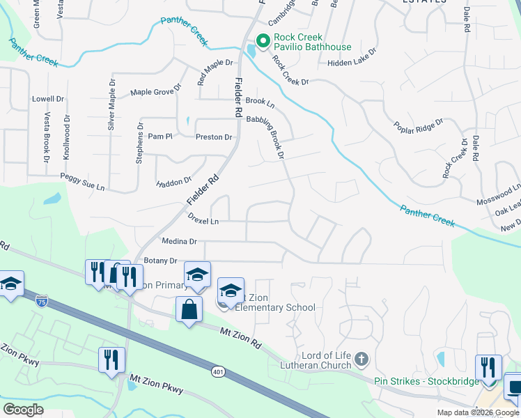 map of restaurants, bars, coffee shops, grocery stores, and more near 3039 Carriage Trail in Jonesboro