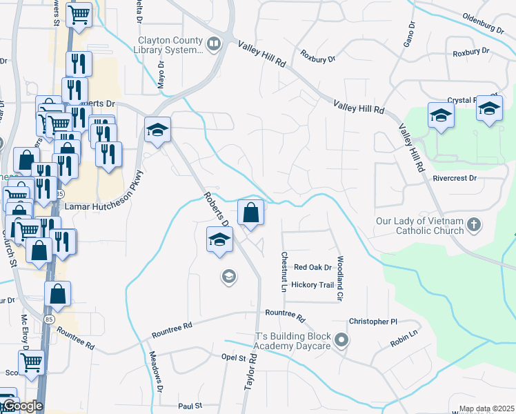 map of restaurants, bars, coffee shops, grocery stores, and more near 194 Brookview Drive in Riverdale