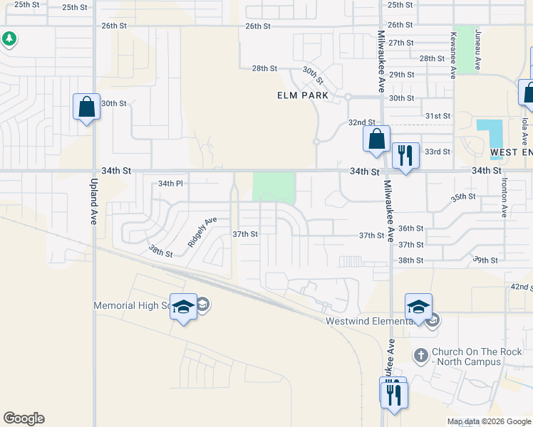 map of restaurants, bars, coffee shops, grocery stores, and more near 6806 36th Street in Lubbock