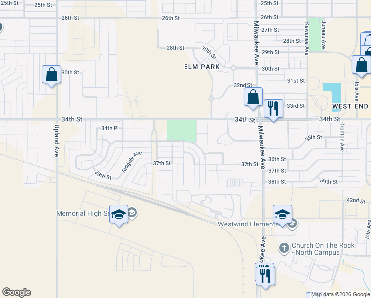 map of restaurants, bars, coffee shops, grocery stores, and more near 6806 36th Street in Lubbock